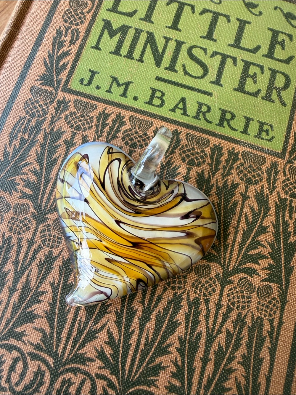 Handmade Lampwork Glass Heart Pendant 2.25” Gorgeous!!